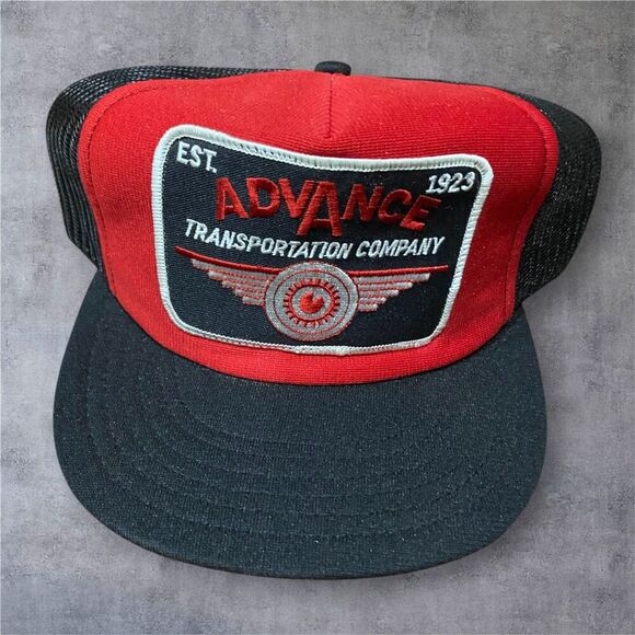 Challenger Caps Other - Challenger Caps Vintage 70s 80s Advance Transportation Trucker Red Black Hat OS